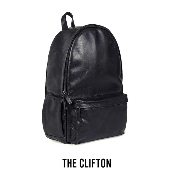 ONA • The Clifton black leather backpack camera laptop bag